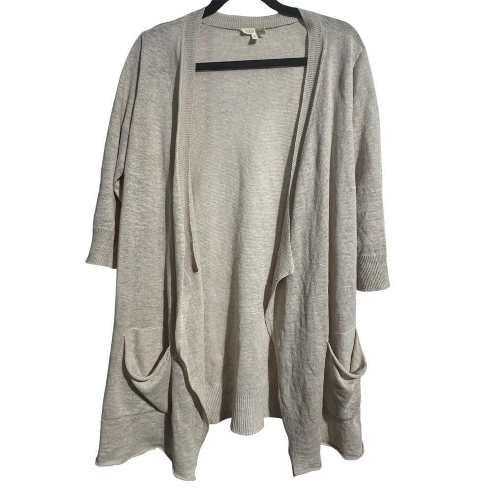 Eileen Fisher 100% Linen Open Front Cardigan – Size Medium – Lagenlook Capsule